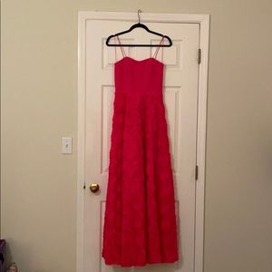 Pink flower prom gown with pockets